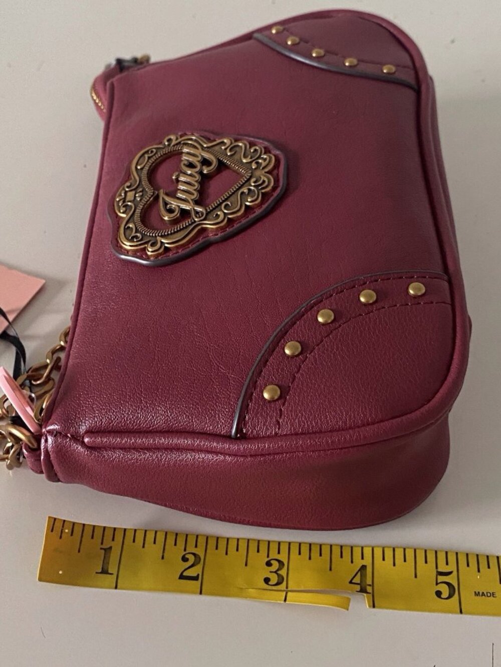 Juicy Couture In Her Juicy Era Convertible Wristlet Mini Bag Purse Cranberry NEW - Picture 10 of 12